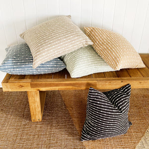 BasketWeave Stripe 50x50 Cushion - Horizon