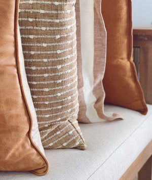 Leather + Wool Caramel Square 45x45 cushion