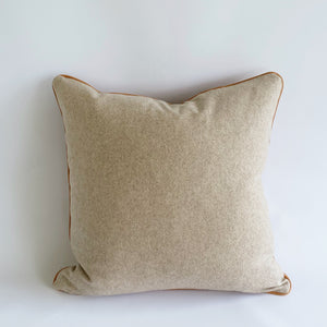 Leather + Wool Caramel Square 45x45 cushion