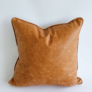 Leather + Wool Caramel Square 45x45 cushion