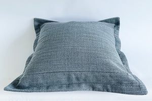 SquareFox textured blue cushion with flange edge Peyton Cloud